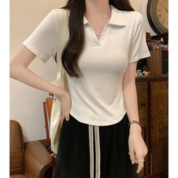 Women Shirt Collar Fitted Top