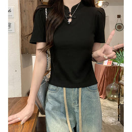 Women Solid High Neck Top