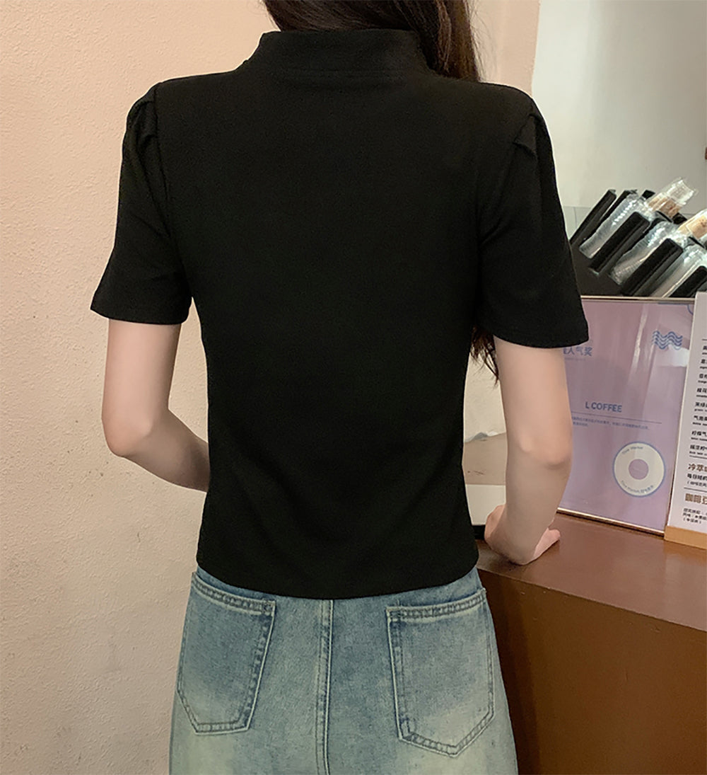 Women Solid High Neck Top