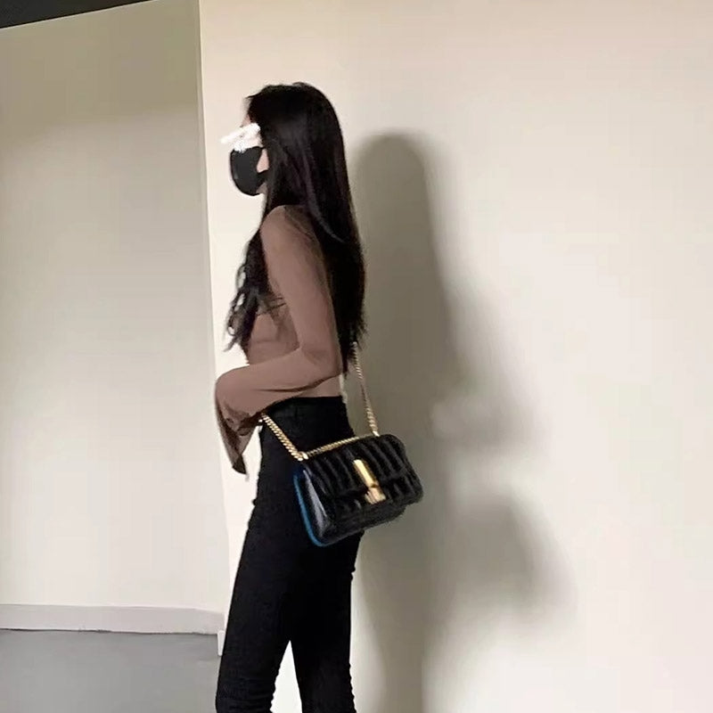 Khaki Tie-Up Neck Gathered Detail Crop Top