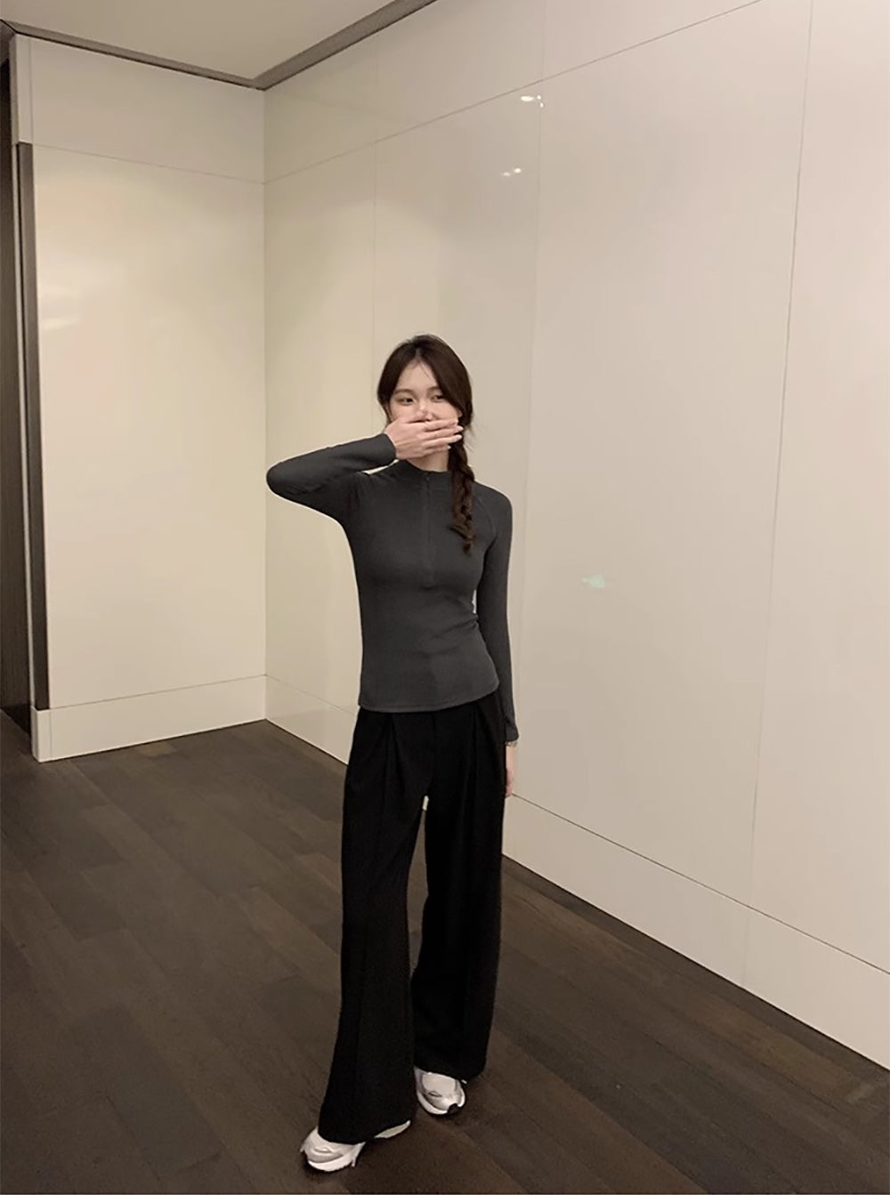 Women Raglan Sleeves High Neck Top