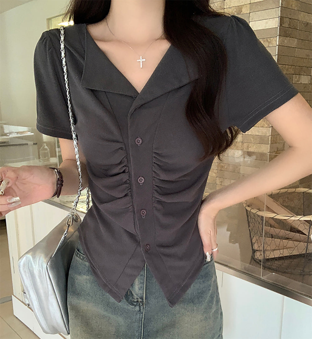 Women V-Neck Shirt Style Top