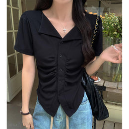 Women Ruched Shirt Style Top