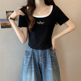 Women Typography Printed Scoop Neck Tshirts