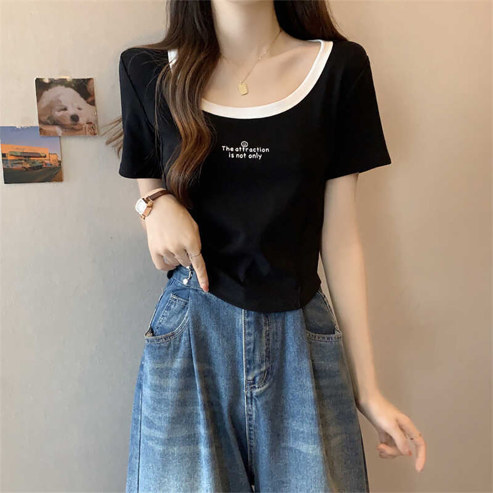Women Typography Printed Scoop Neck Tshirts