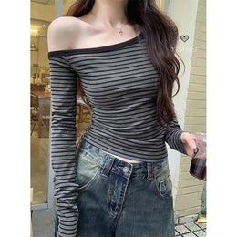 Striped One Shoulder Regular Top