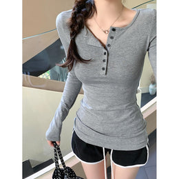 Women Solid Round Neck Cotton Top
