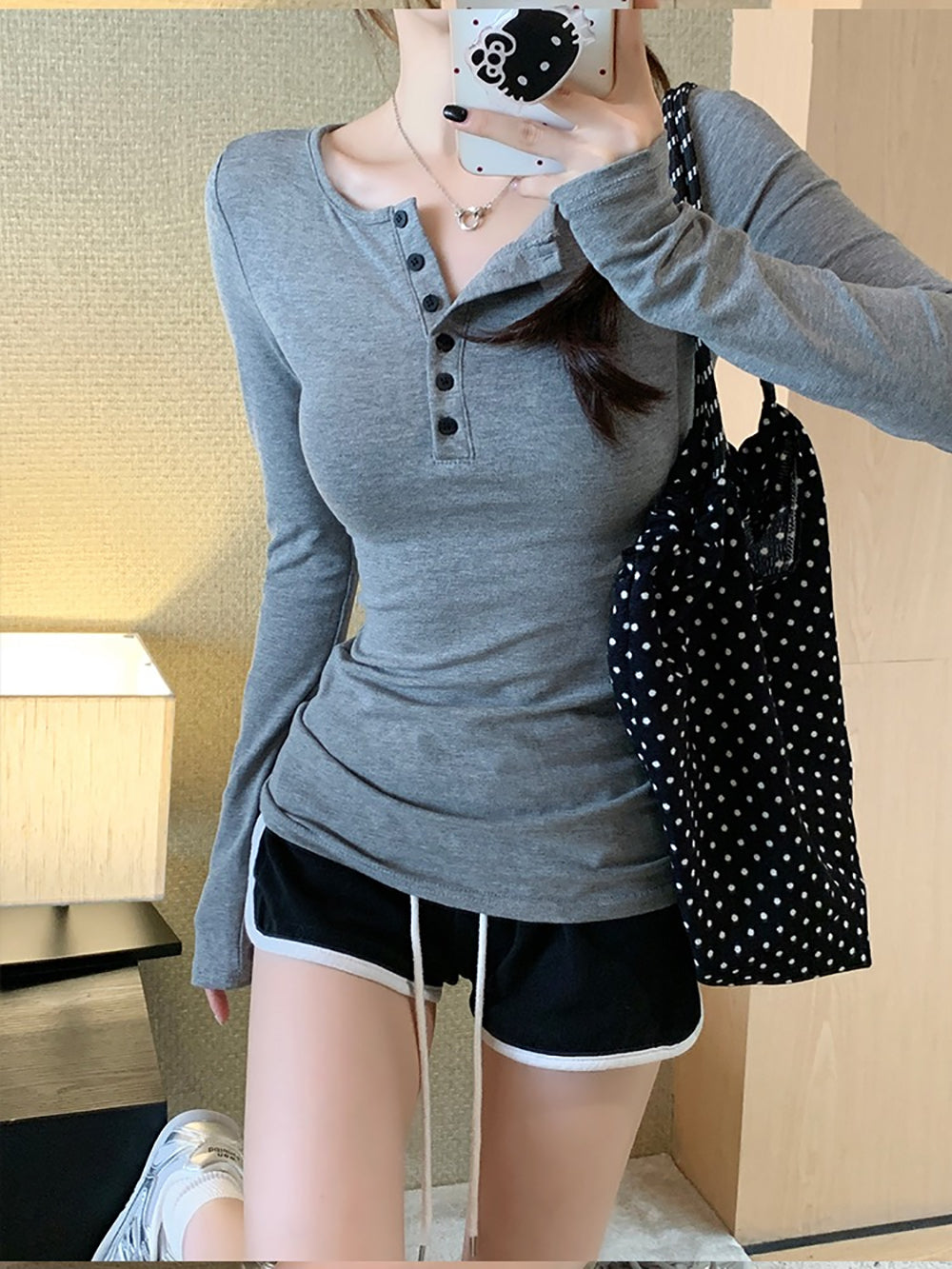 Women Solid Round Neck Cotton Top