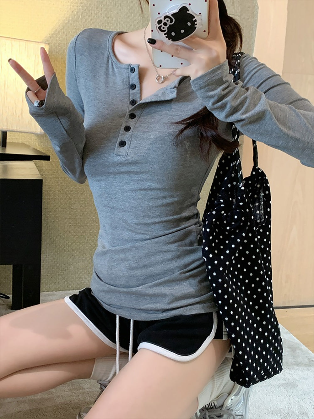 Women Solid Round Neck Cotton Top
