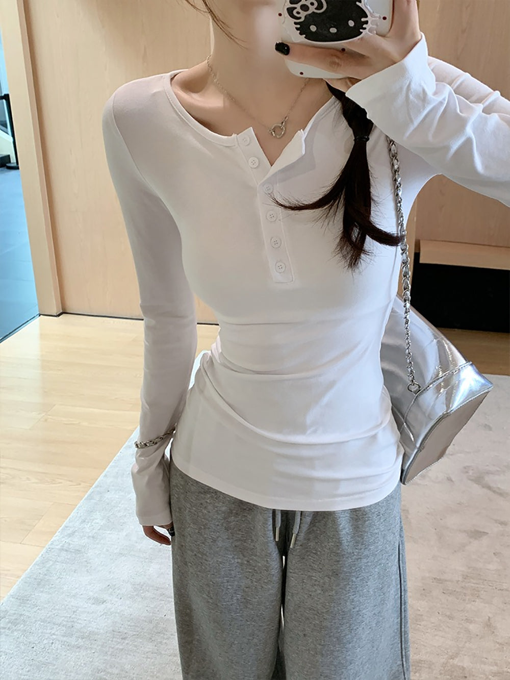 Women Solid Round Neck Cotton Top