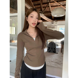 Women V-Neck Long Sleeves Top