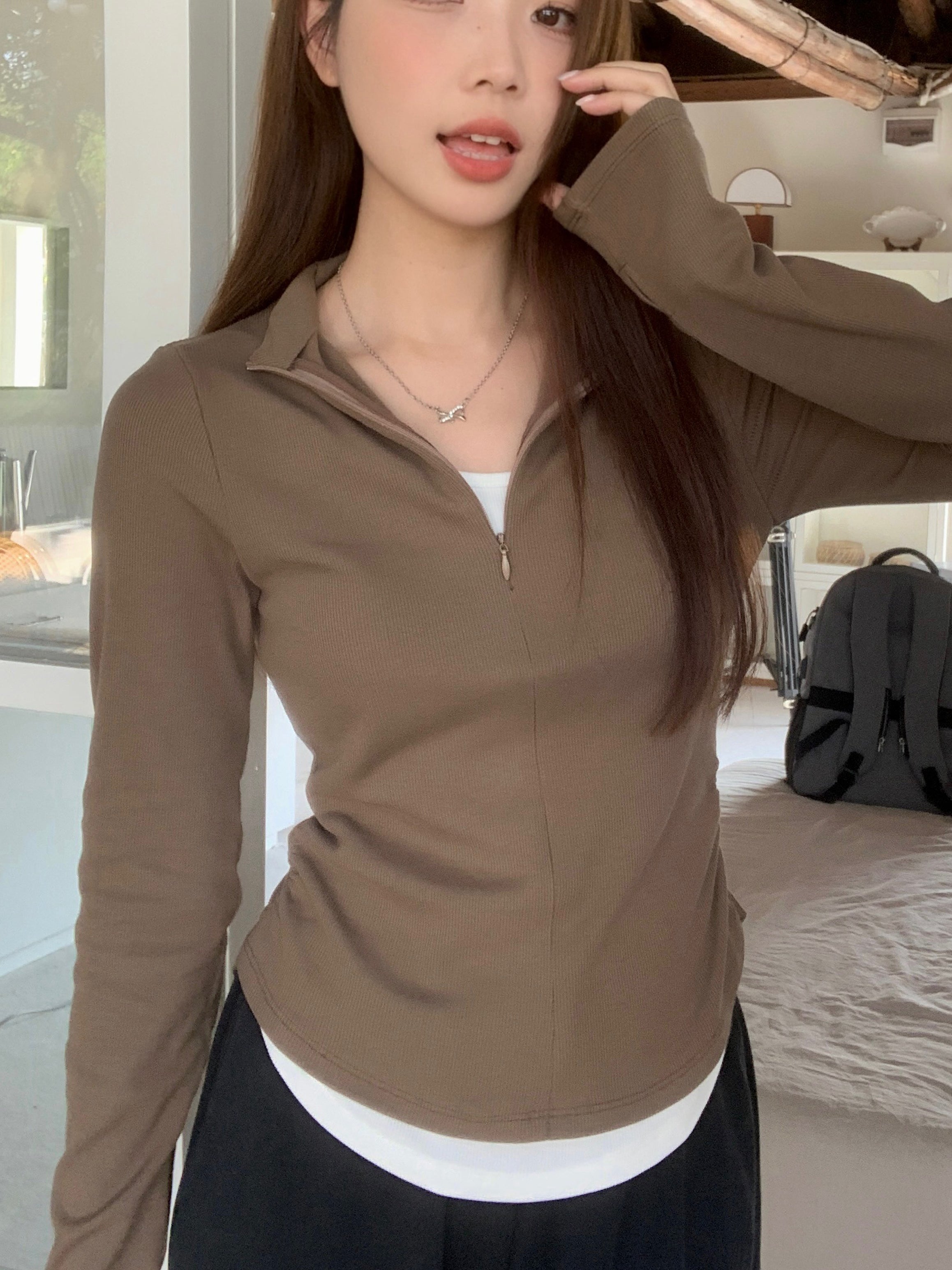 Women V-Neck Long Sleeves Top
