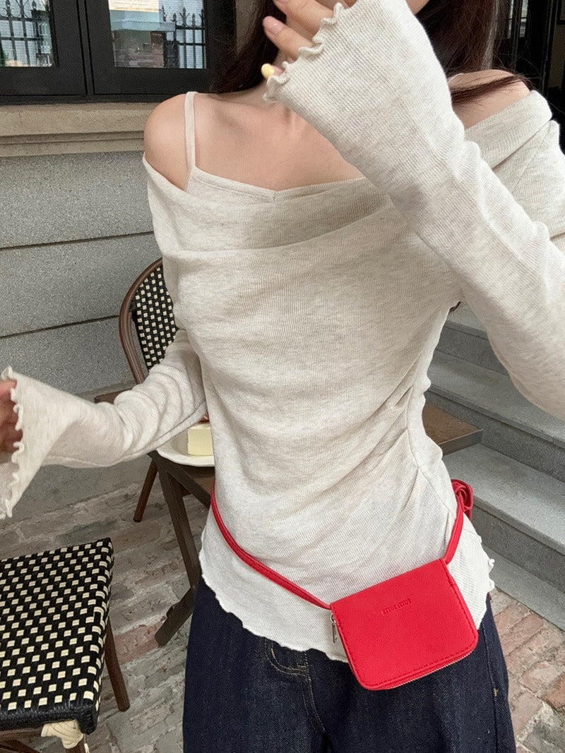 Women Scoop Neck Long Sleeves Top