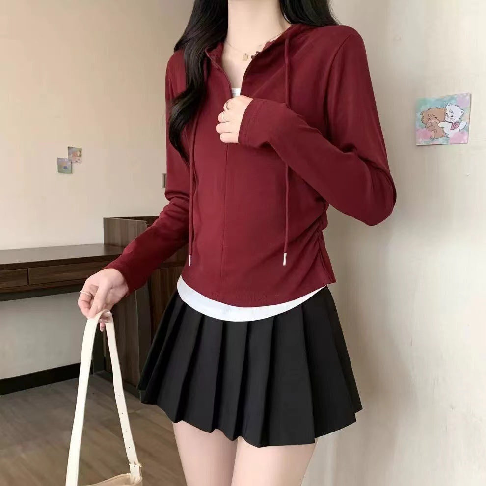 Women Solid Hooded Top