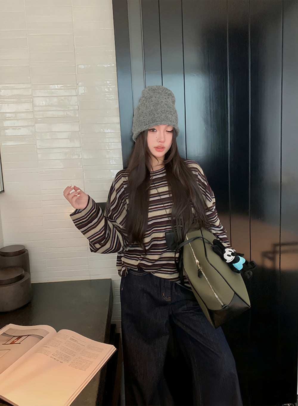 Women Striped Long Sleeves Top
