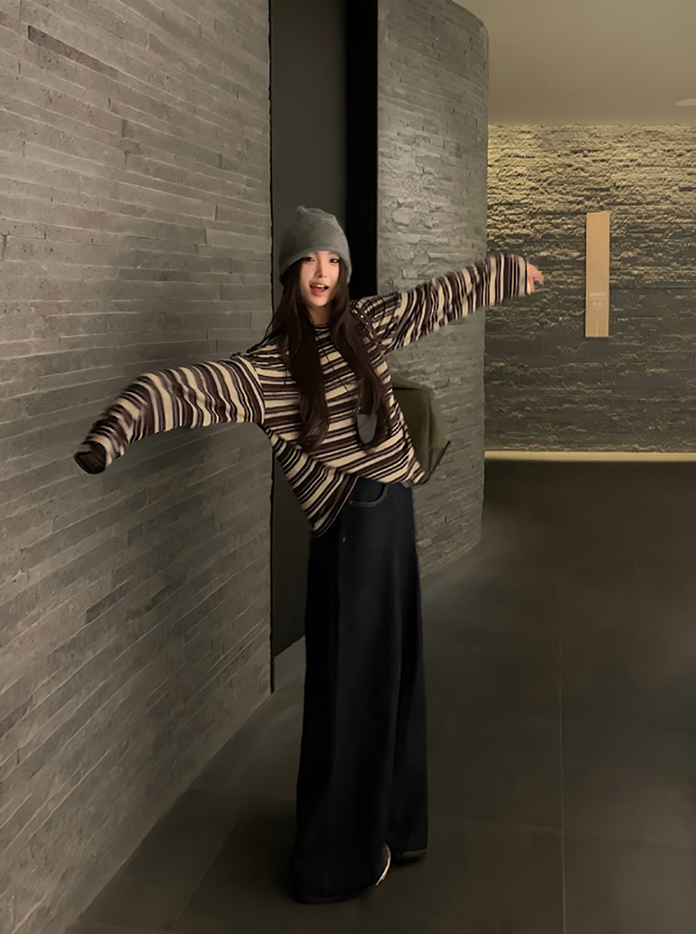 Women Striped Long Sleeves Top