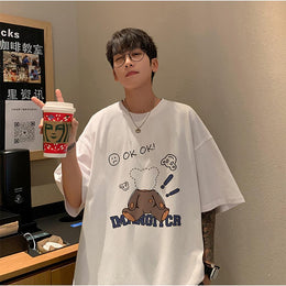 Men Graphic Printed Round Neck Cotton Oversized T-shirt