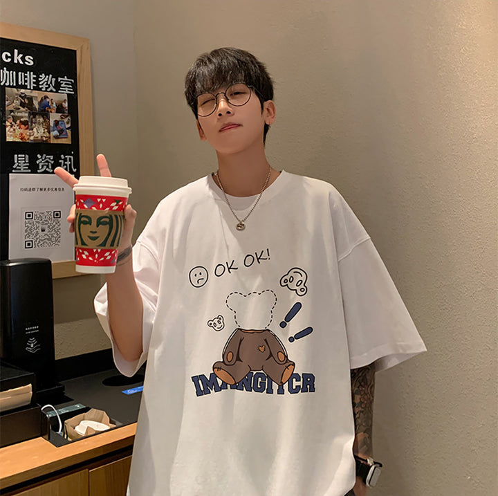 Men Graphic Printed Round Neck Cotton Oversized T-shirt