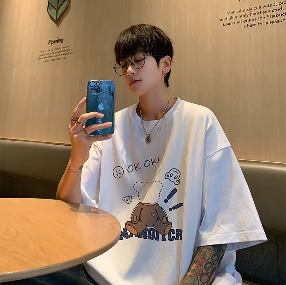 Men Graphic Printed Round Neck Cotton Oversized T-shirt