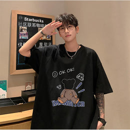 Men Graphic Printed Round Neck Cotton Oversized T-shirt