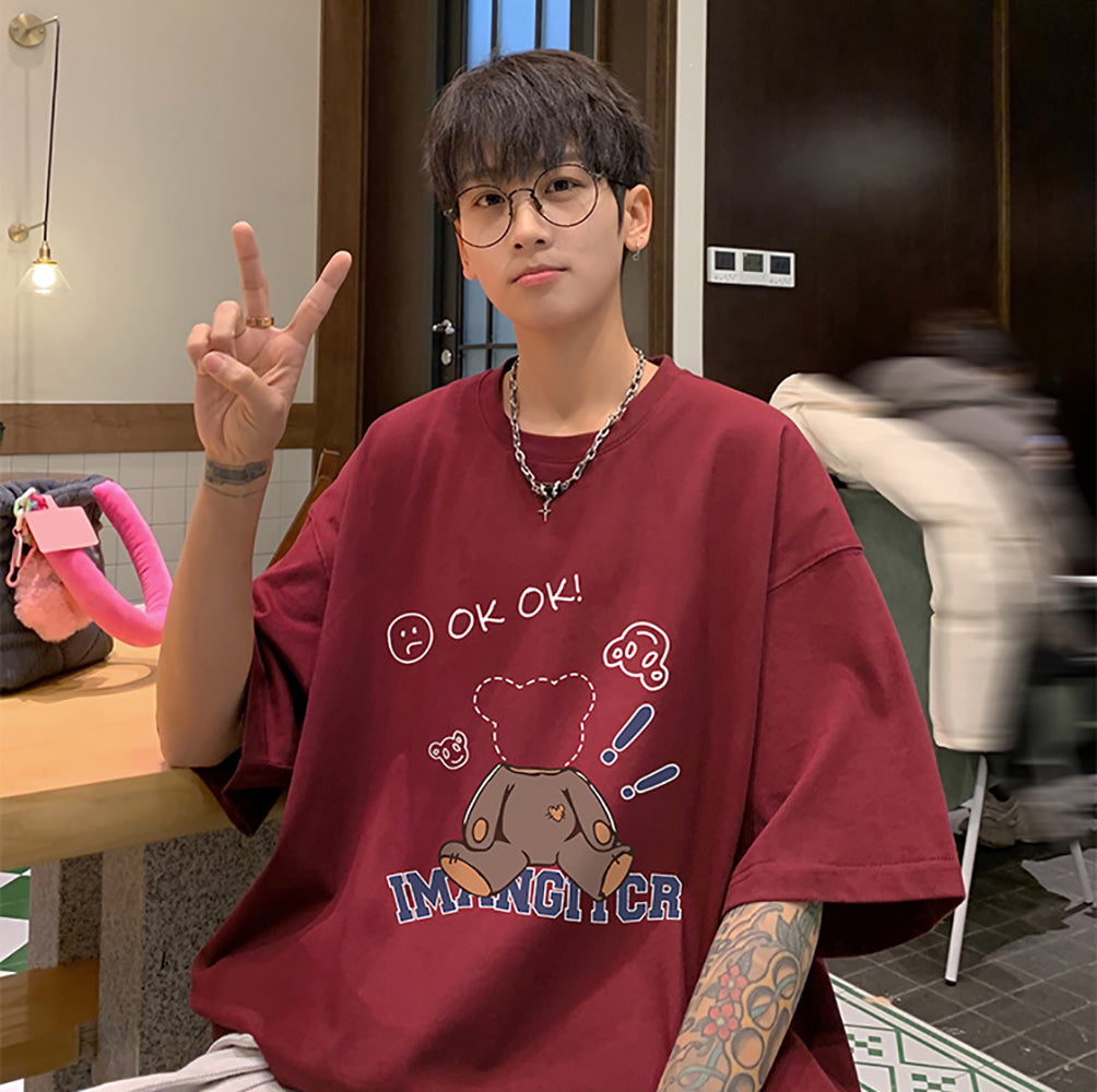 Men Graphic Printed Round Neck Cotton Oversized T-shirt