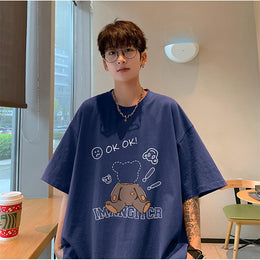 Men Graphic Printed Round Neck Cotton Oversized T-shirt