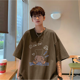 Men Graphic Printed Round Neck Cotton Oversized T-shirt