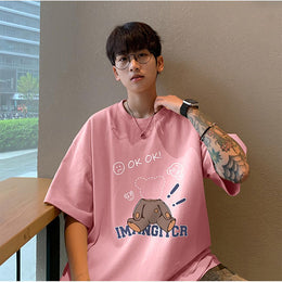 Men Graphic Printed Round Neck Cotton Oversized T-shirt