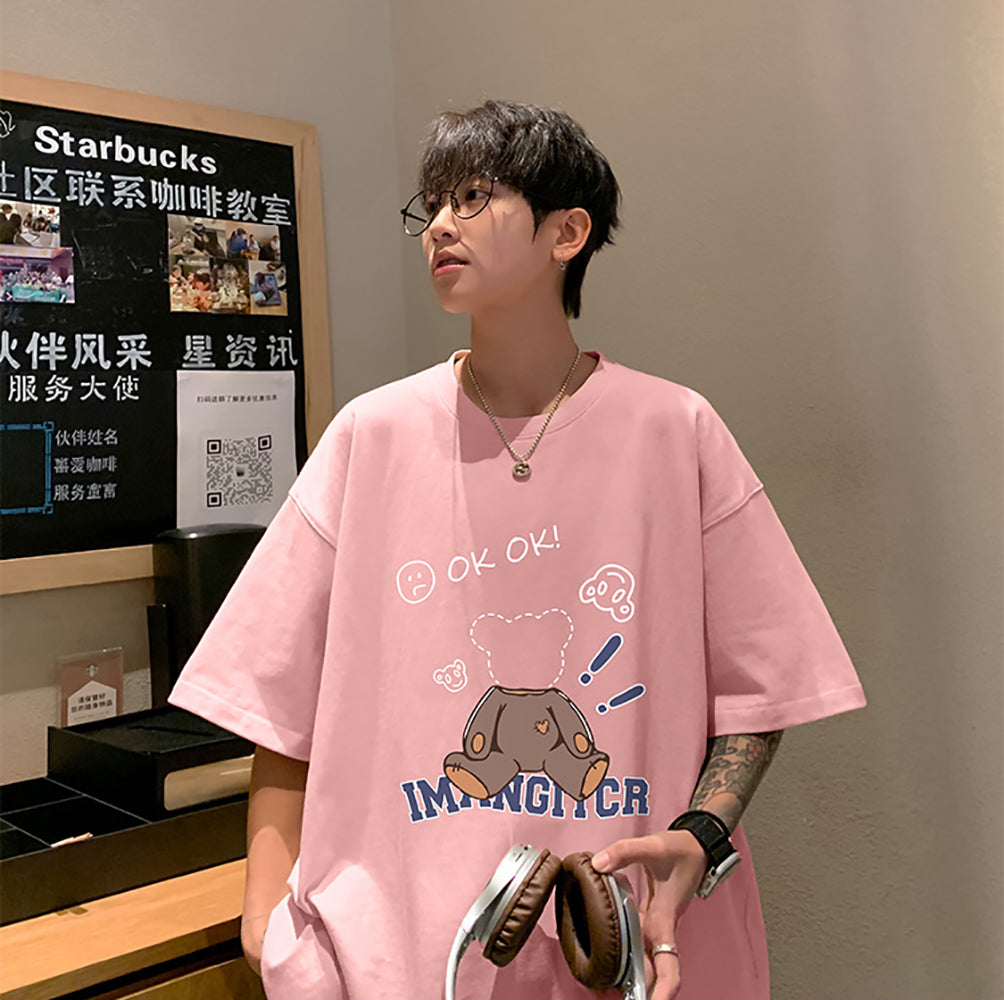 Men Graphic Printed Round Neck Cotton Oversized T-shirt