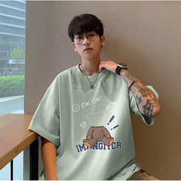 Men Graphic Printed Round Neck Cotton Oversized T-shirt