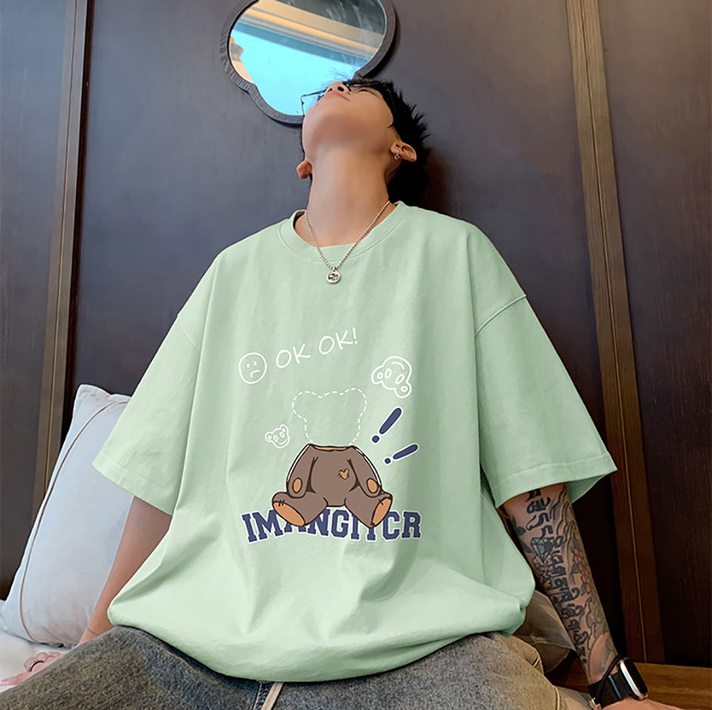Men Graphic Printed Round Neck Cotton Oversized T-shirt