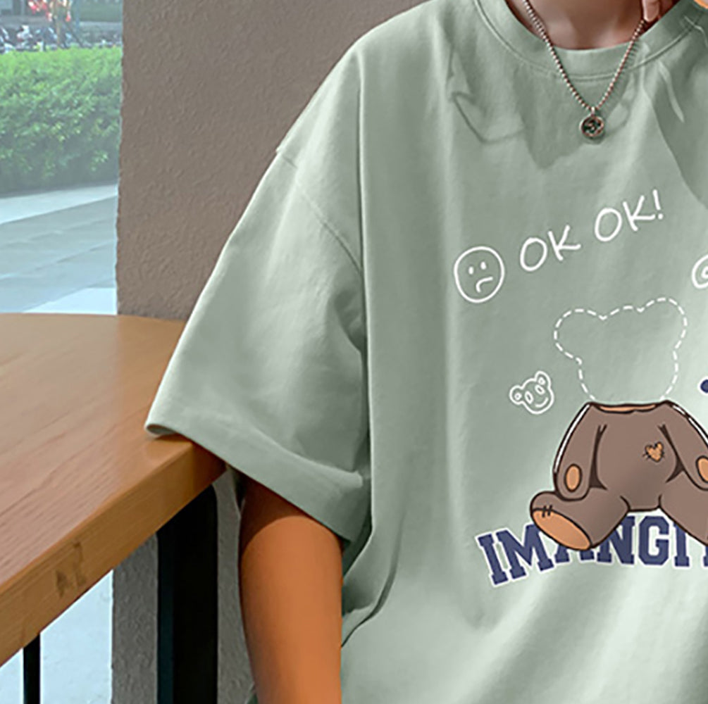 Men Graphic Printed Round Neck Cotton Oversized T-shirt