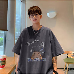 Men Graphic Printed Round Neck Cotton Oversized T-shirt