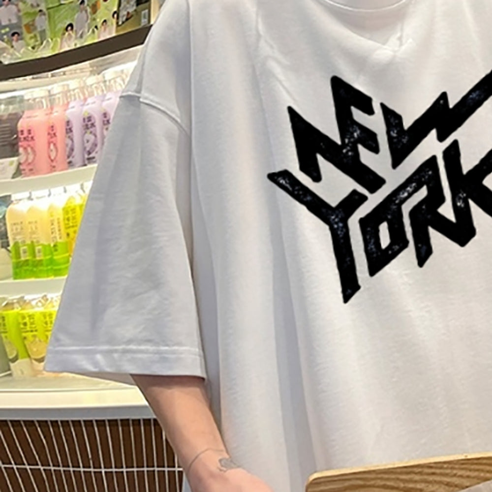 Men Typography Printed Round Neck Oversized T-shirt