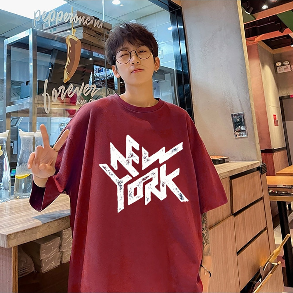 Men Typography Printed Round Neck Oversized T-shirt