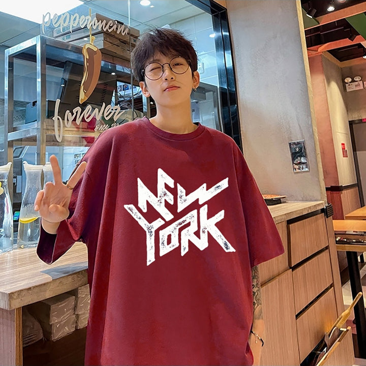 Men Typography Printed Round Neck Oversized T-shirt