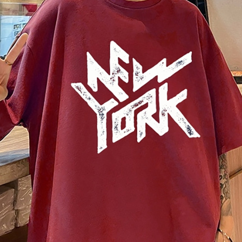Men Typography Printed Round Neck Oversized T-shirt