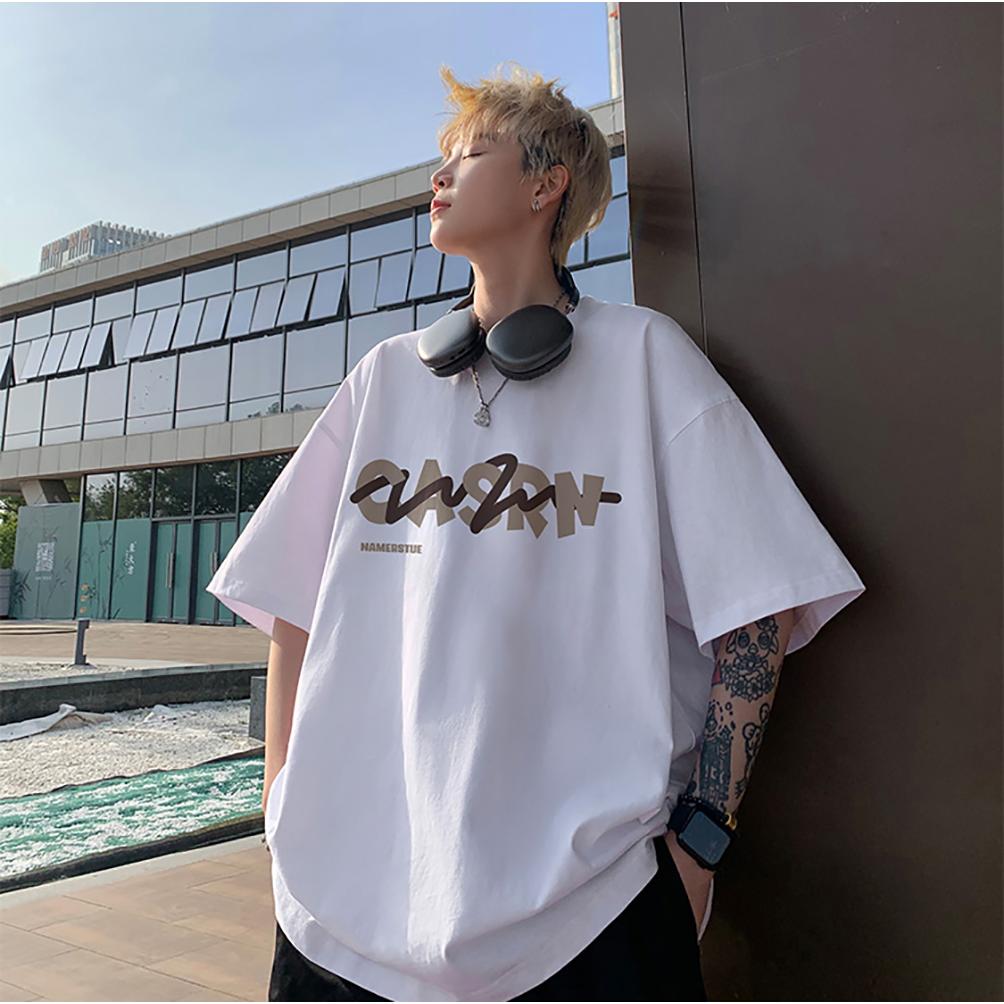 Men Typography Printed Round Neck Oversized T-shirt