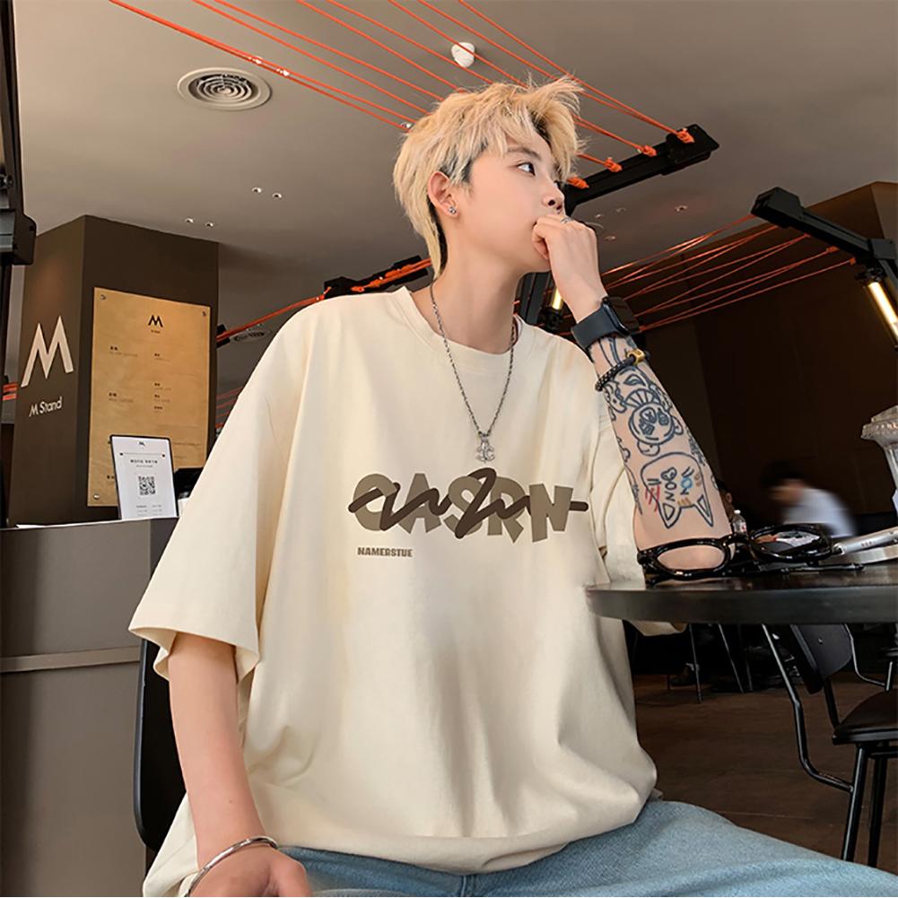 Men Typography Printed Round Neck Oversized T-shirt