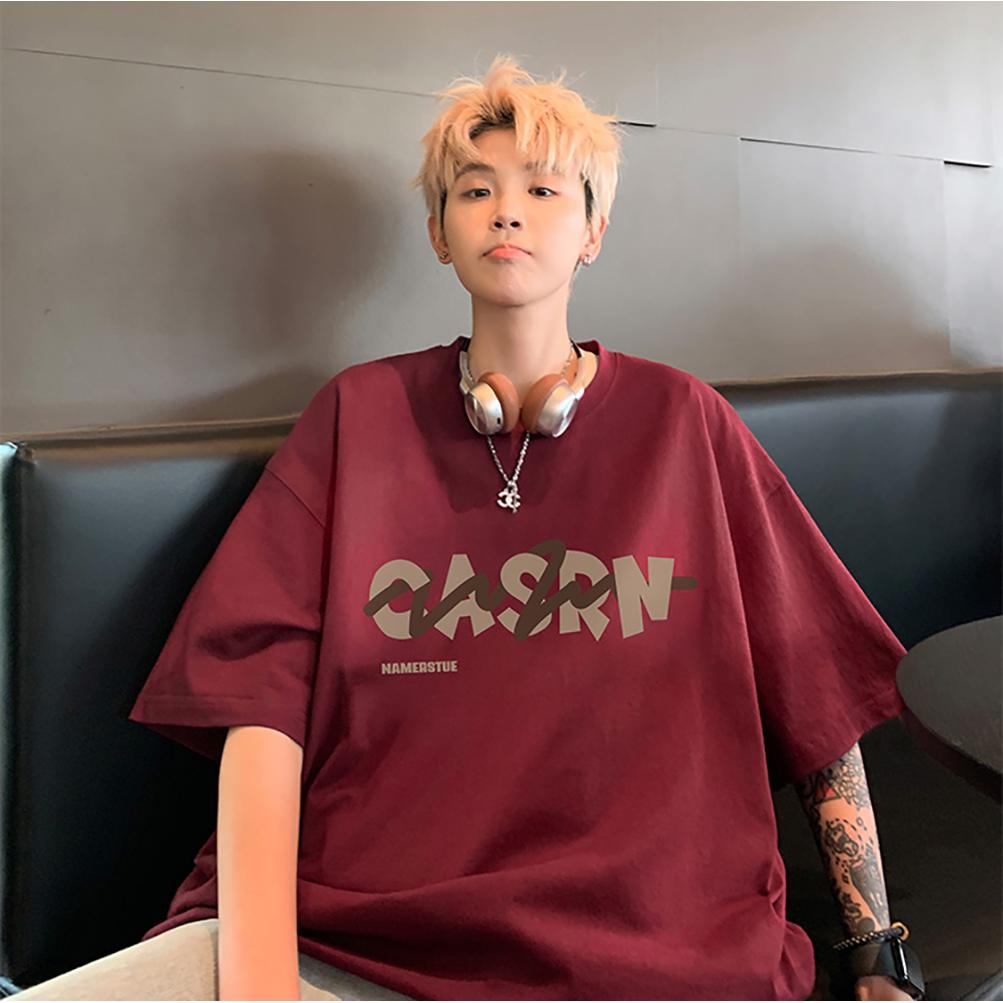 Men Typography Printed Round Neck Oversized T-shirt