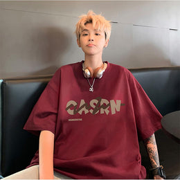 Men Typography Printed Round Neck Oversized T-shirt