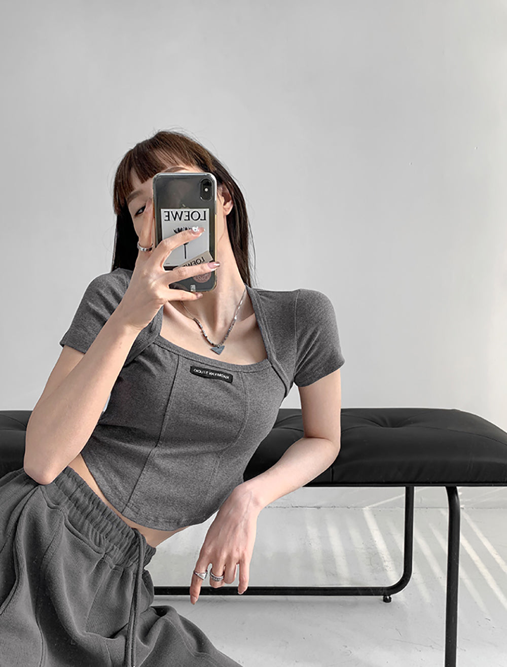 Women Solid Square Neck Top