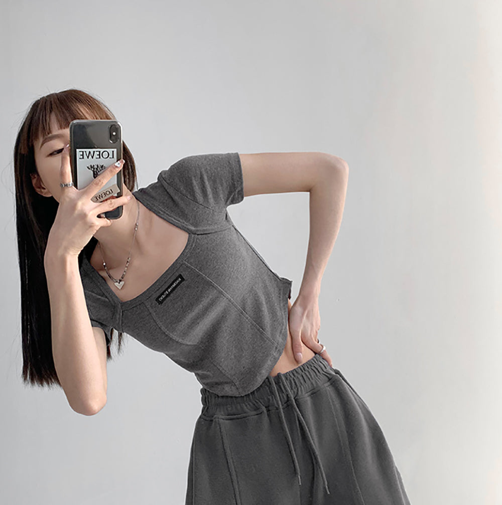 Women Solid Square Neck Top