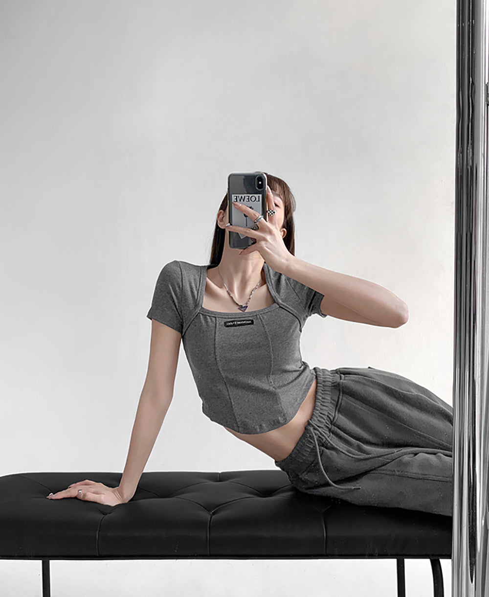 Women Solid Square Neck Top