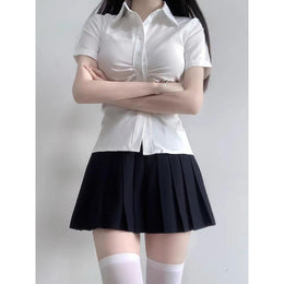 Women Solid Shirt Collar Top