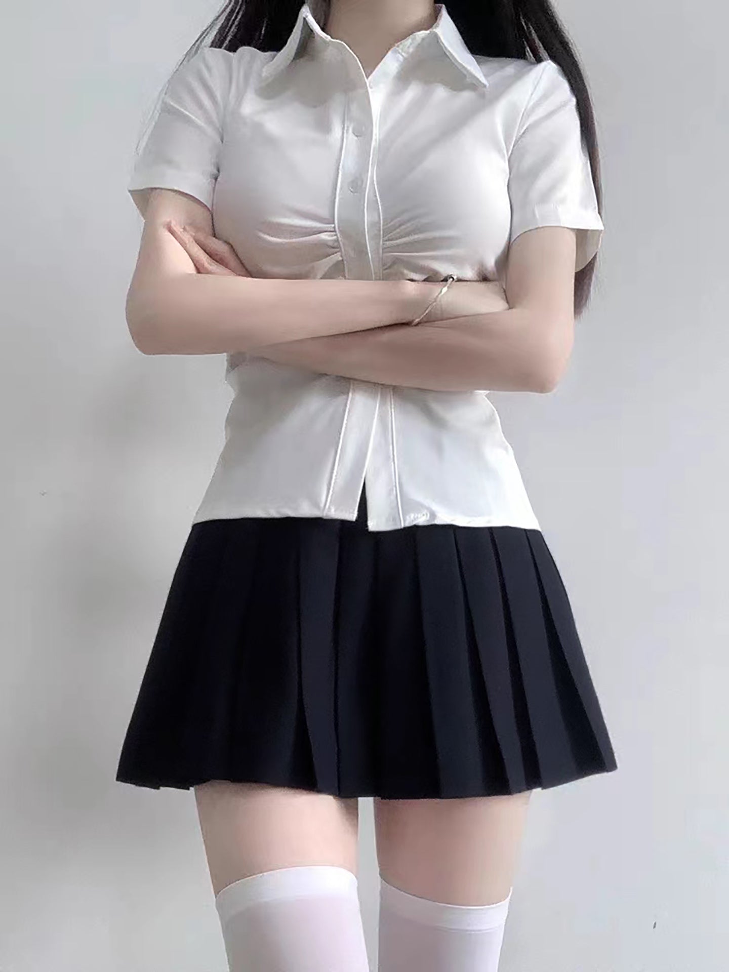 Women Solid Shirt Collar Top