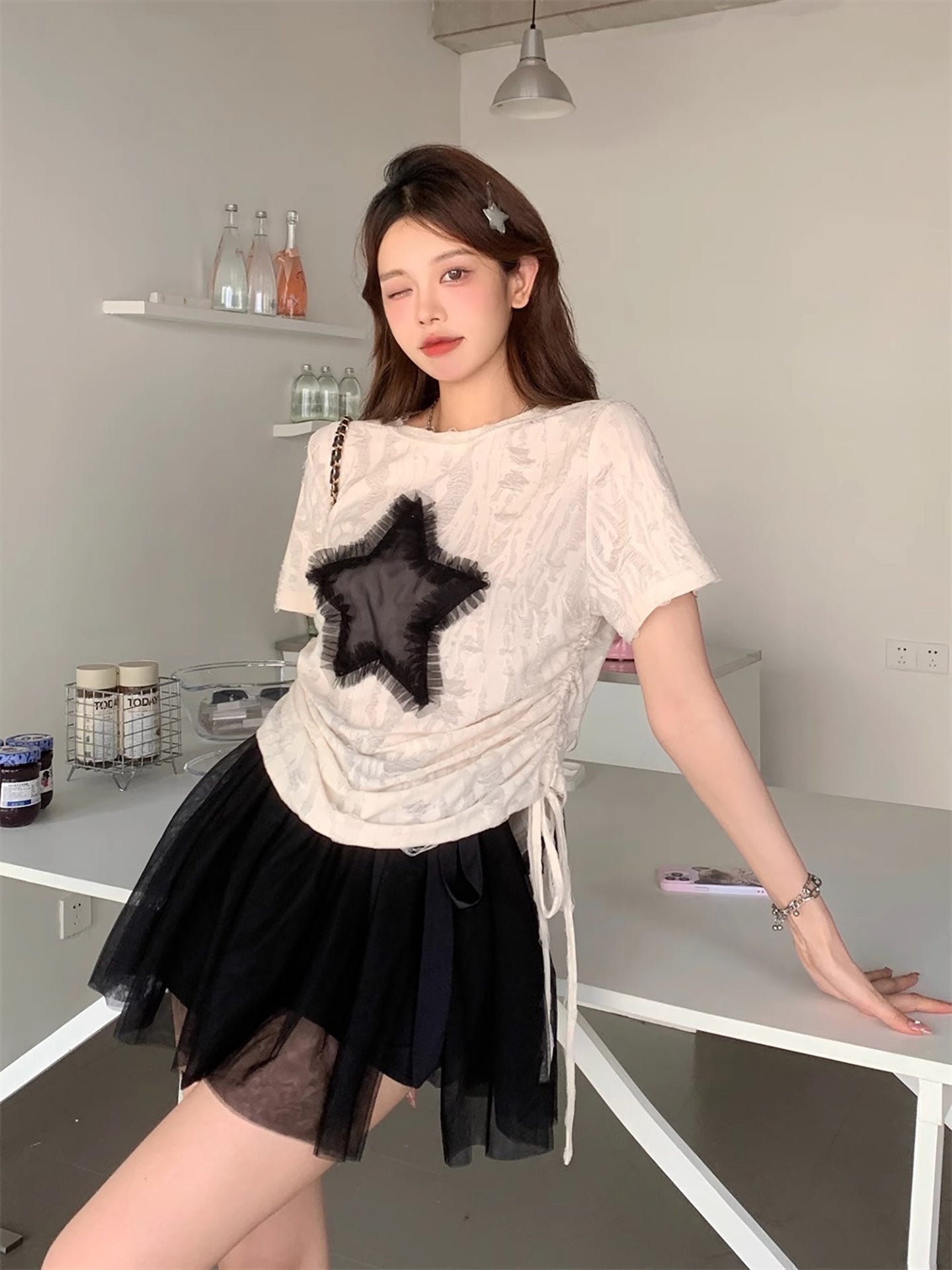 Women Abstract Printed Round Neck Top