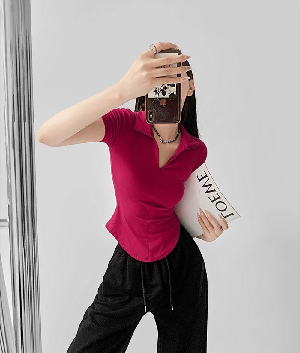 Women Solid High Neck Top