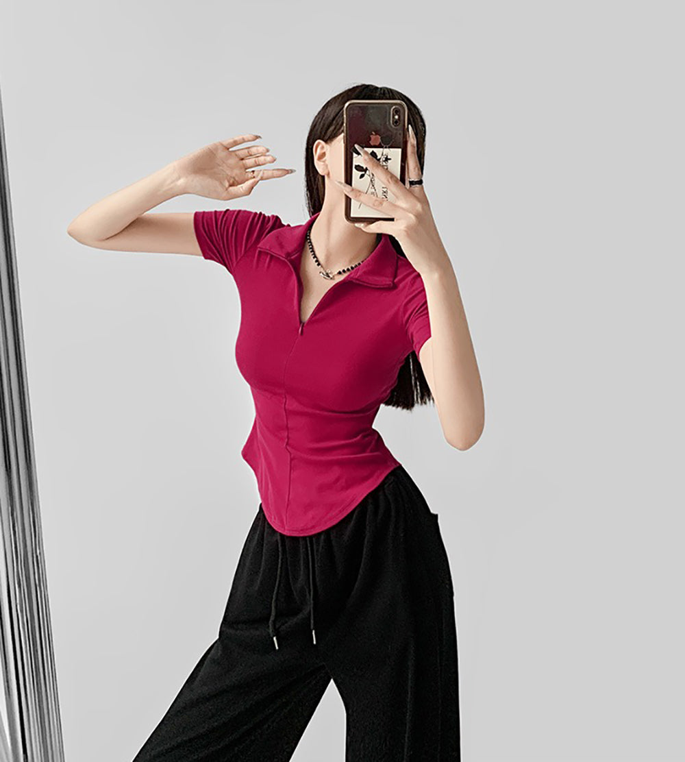 Women Solid High Neck Top