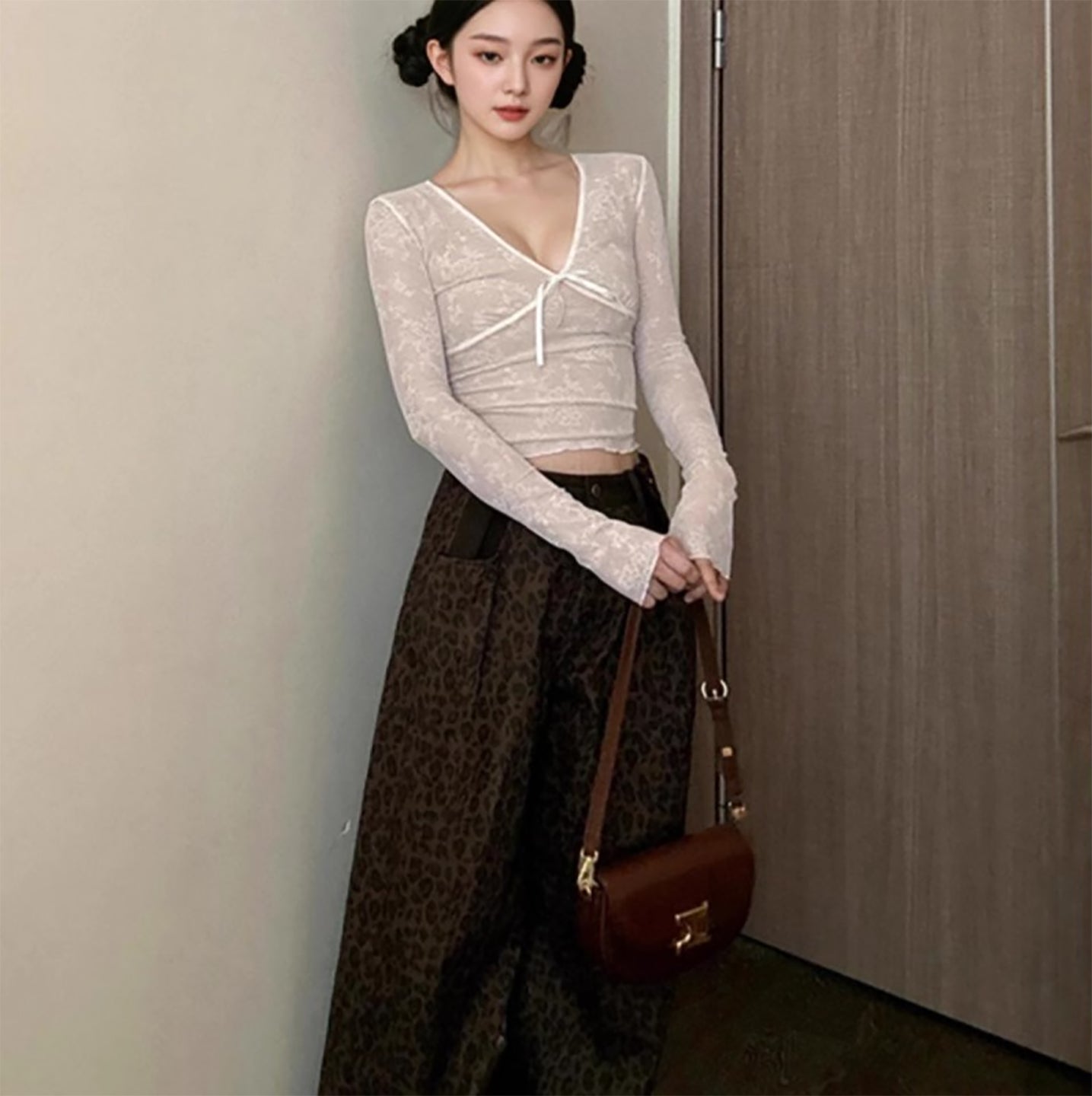 Women Extended Sleeves Net Top